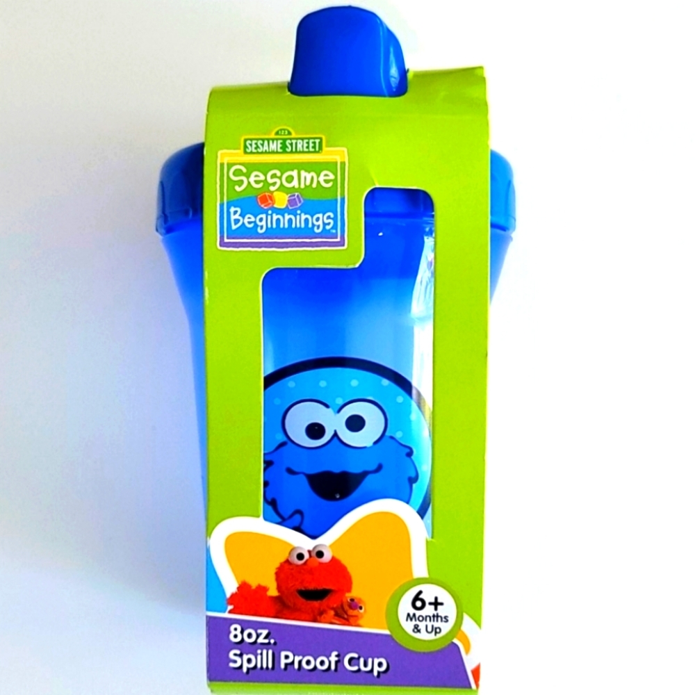 Sesame Street Blue Cookie Monster Toddler Sippy Cup 8 Oz Spill Proof